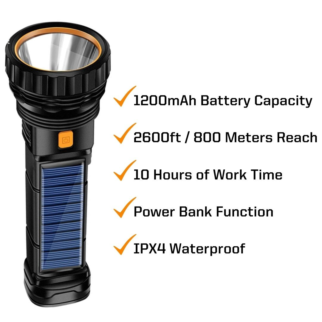 3-in-1 Solar Flashlight Power Bank